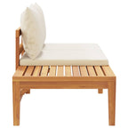 Banco de jardín y mesa cojines crema madera maciza de acacia