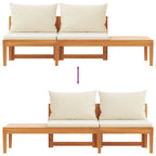 Banco de jardín y mesa cojines crema madera maciza de acacia
