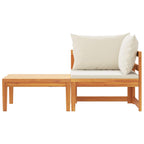 Set muebles de jardín 2 pzas cojines crema madera de acacia