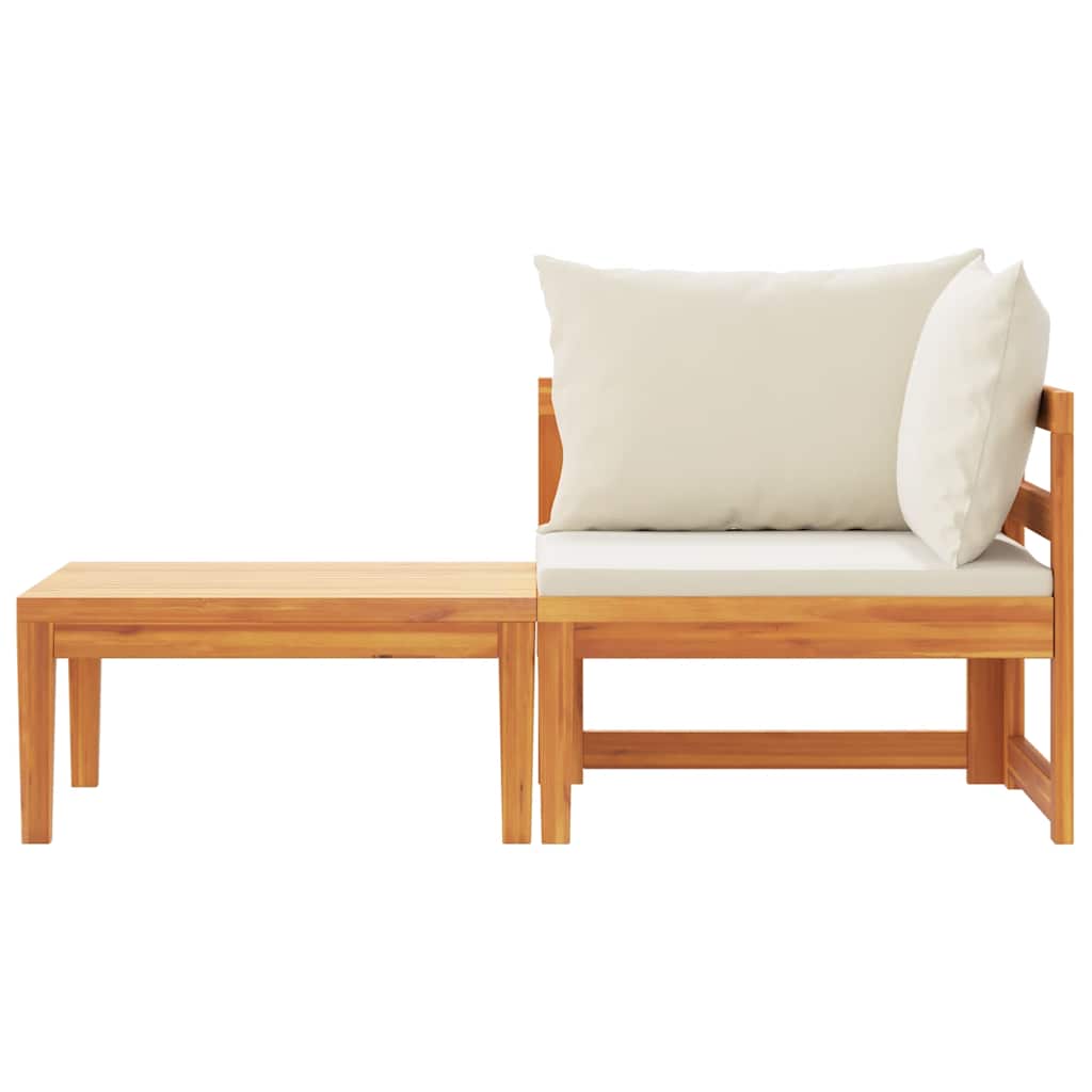 Set muebles de jardín 2 pzas cojines crema madera de acacia