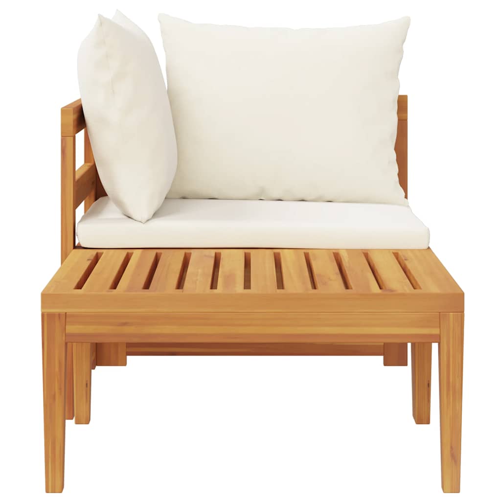 Set muebles de jardín 2 pzas cojines crema madera de acacia