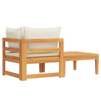 Set muebles de jardín 2 pzas cojines crema madera de acacia
