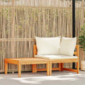 Set muebles de jardín 2 pzas cojines crema madera de acacia