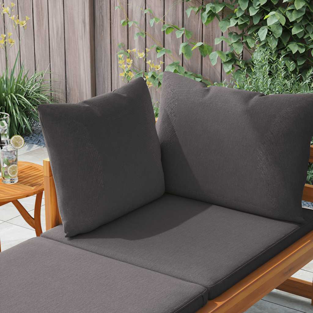 Tumbona con 1 reposabrazos gris oscuro madera maciza acacia