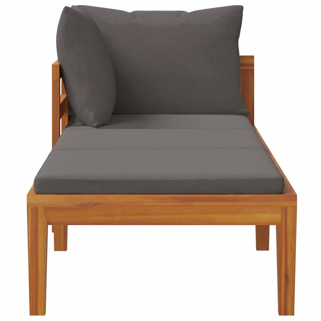 Tumbona con 1 reposabrazos gris oscuro madera maciza acacia