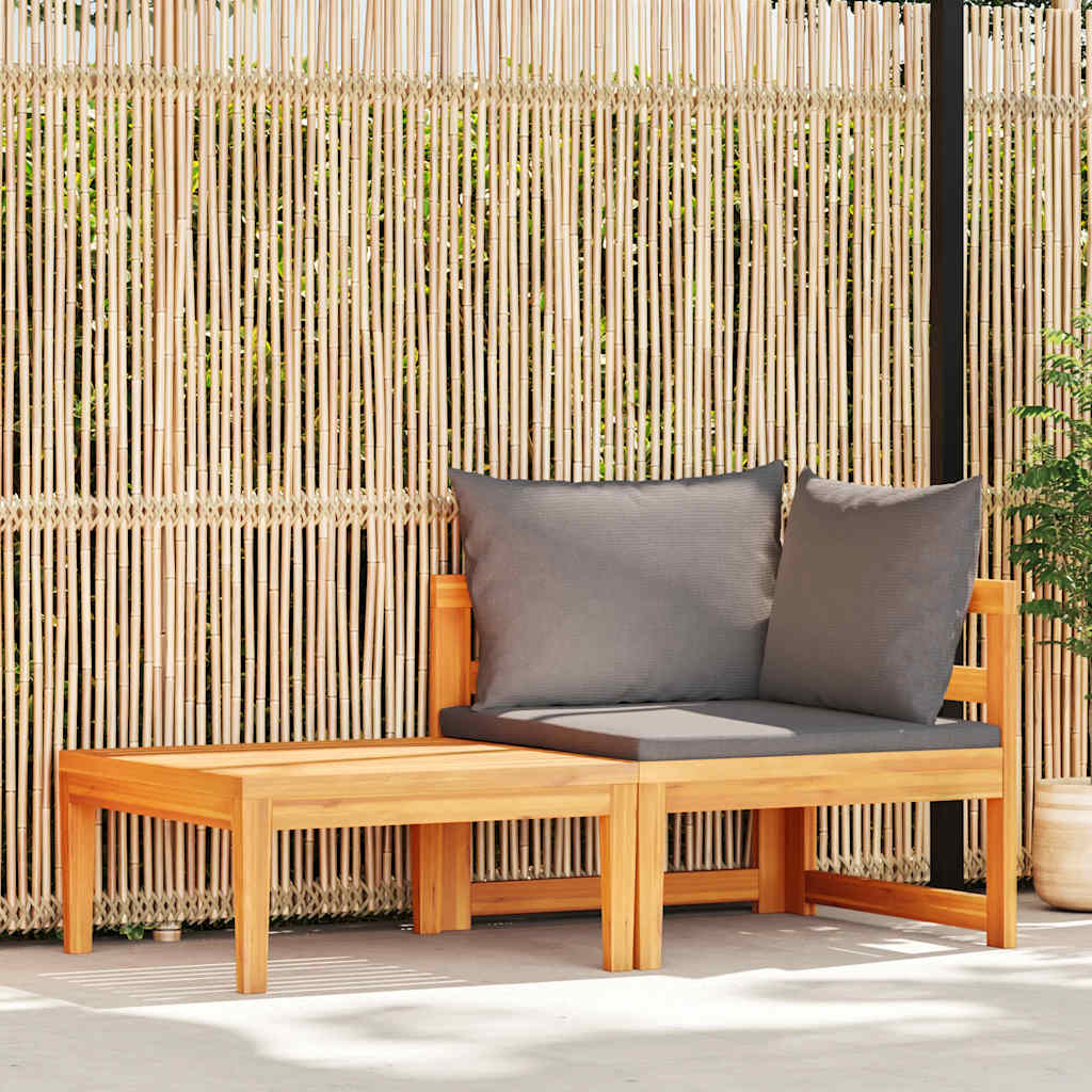 Set muebles de jardín 2 pzas cojines crema madera de acacia