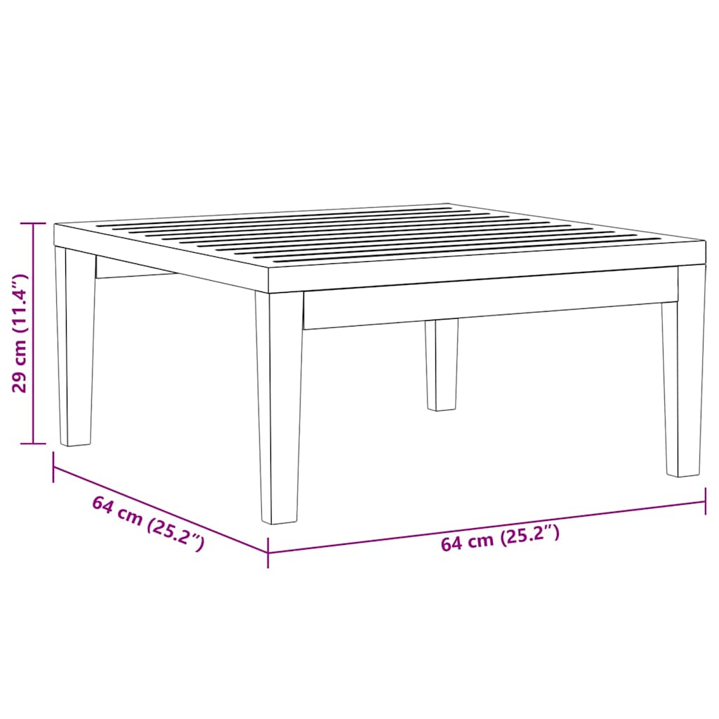 Mesa de jardín madera maciza de acacia 64x64x29 cm