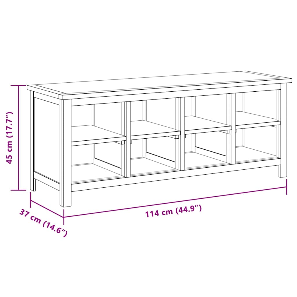 Zapatero de madera maciza de roble 114x37x45 cm