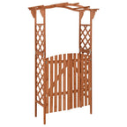 Pérgola con puerta madera maciza de abeto 116x40x204 cm