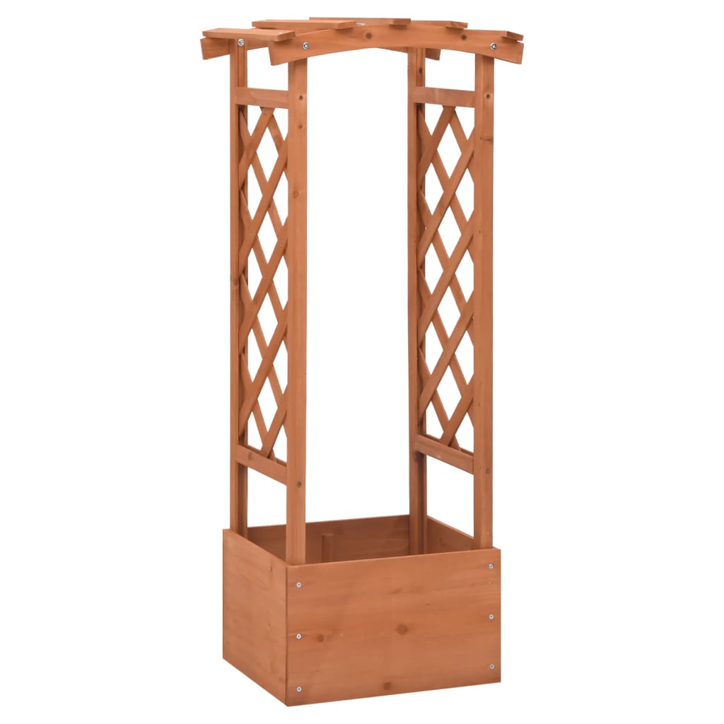Jardinera enrejada con arco madera de abeto 49x39x117 cm