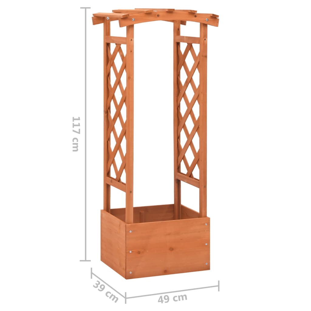 Jardinera enrejada con arco madera de abeto 49x39x117 cm