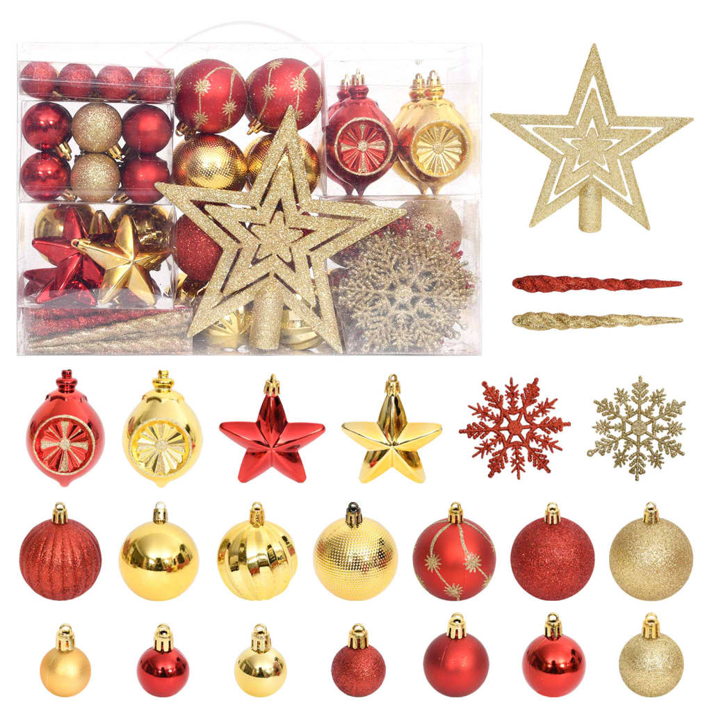 Juego de adornos de navidad de 108 piezas dorado y rojo