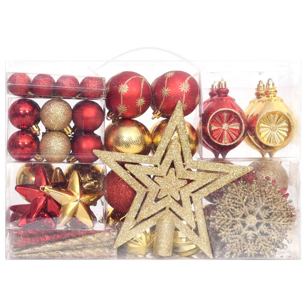 Juego de adornos de navidad de 108 piezas dorado y rojo