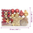Juego de adornos de navidad de 108 piezas dorado y rojo