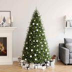 Set de bolas de Navidad 120 pzas con pico 300 LED blanco y gris