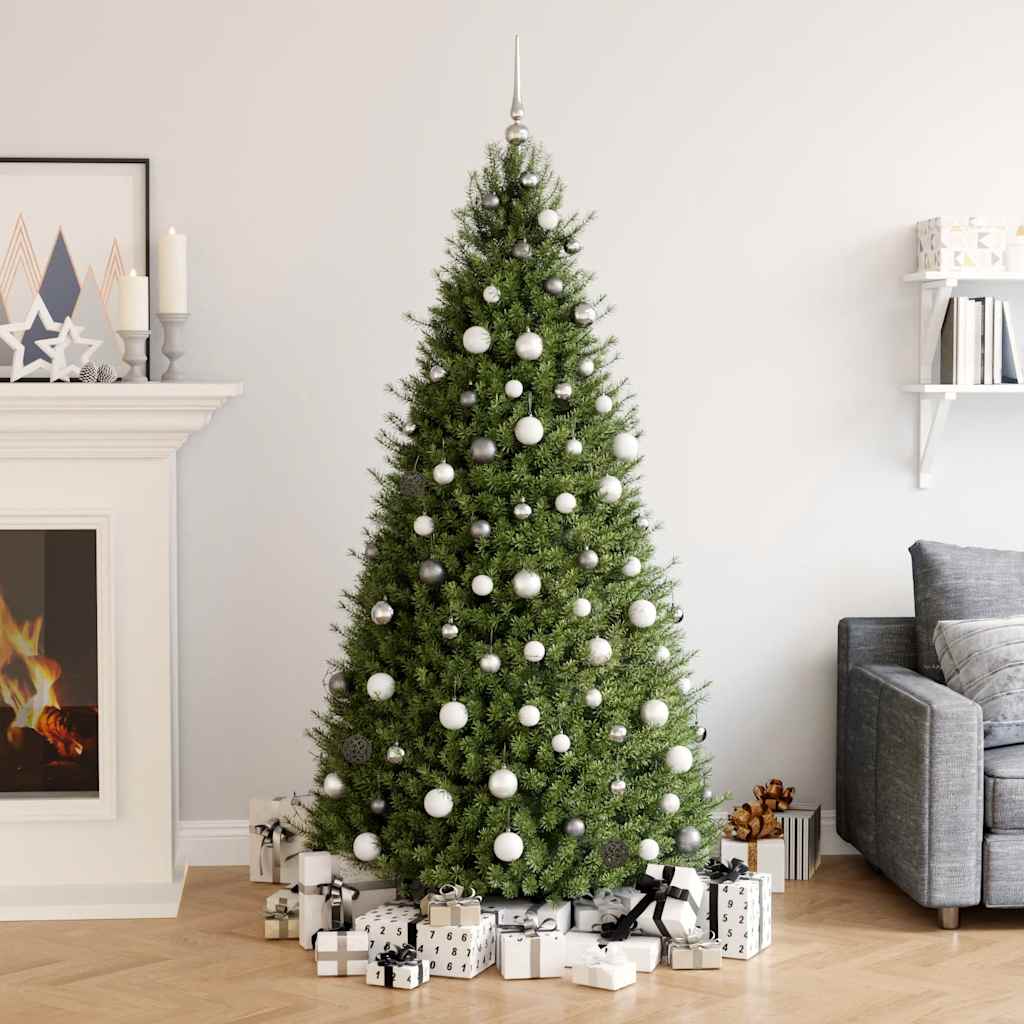 Set de bolas de Navidad 120 pzas con pico 300 LED blanco y gris