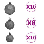 Set de bolas de Navidad 120 pzas con pico 300 LED blanco y gris