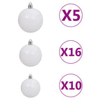 Set de bolas de Navidad 120 pzas con pico 300 LED blanco y gris