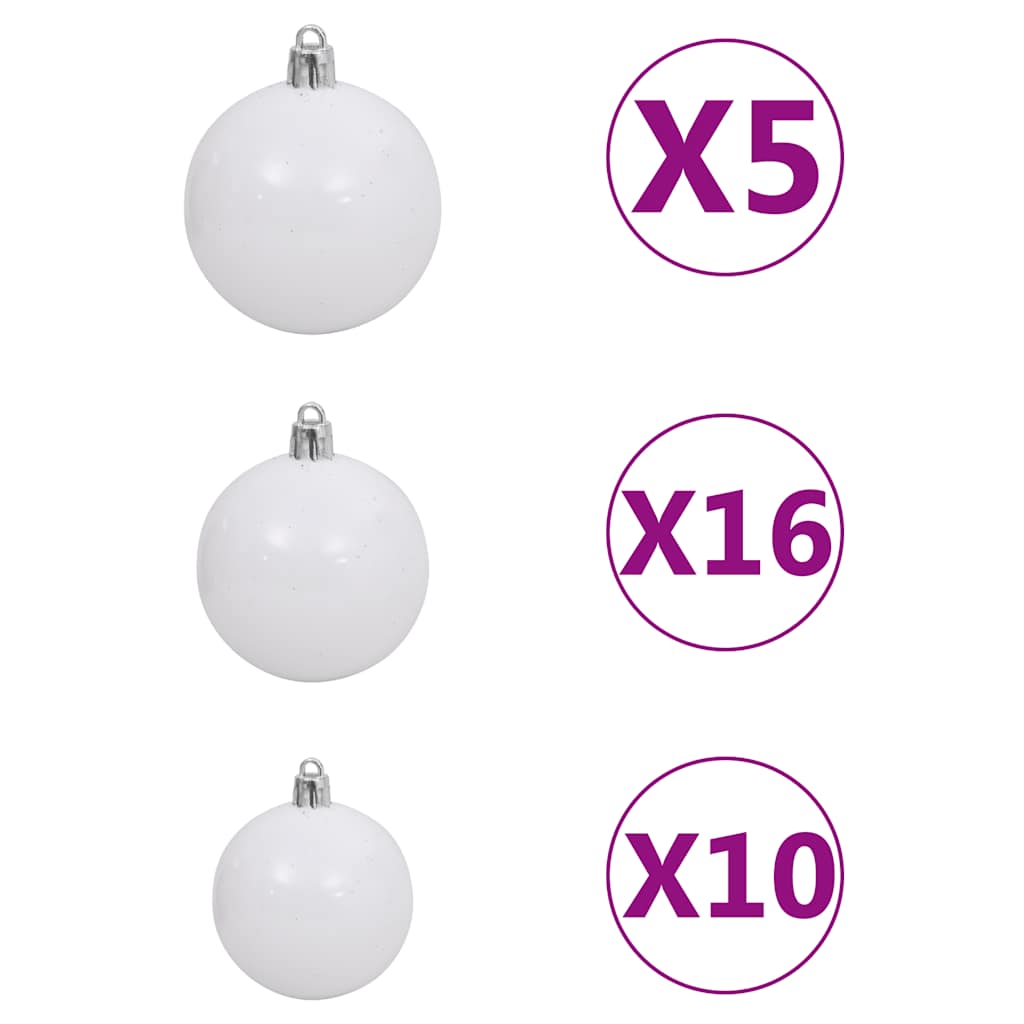Set de bolas de Navidad 120 pzas con pico 300 LED blanco y gris