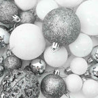 Set de bolas de Navidad 120 pzas con pico 300 LED blanco y gris