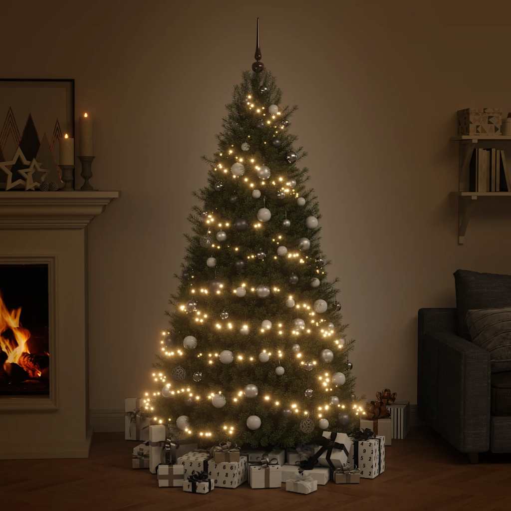 Set de bolas de Navidad 120 pzas con pico 300 LED blanco y gris
