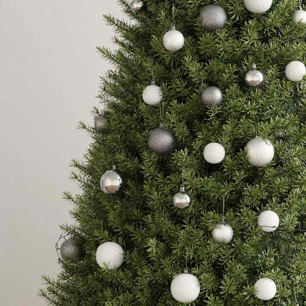 Set de bolas de Navidad 120 pzas con pico 300 LED blanco y gris
