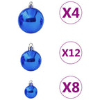 Juego de bolas de Navidad 100 piezas azul
