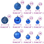 Juego de bolas de Navidad 100 piezas azul
