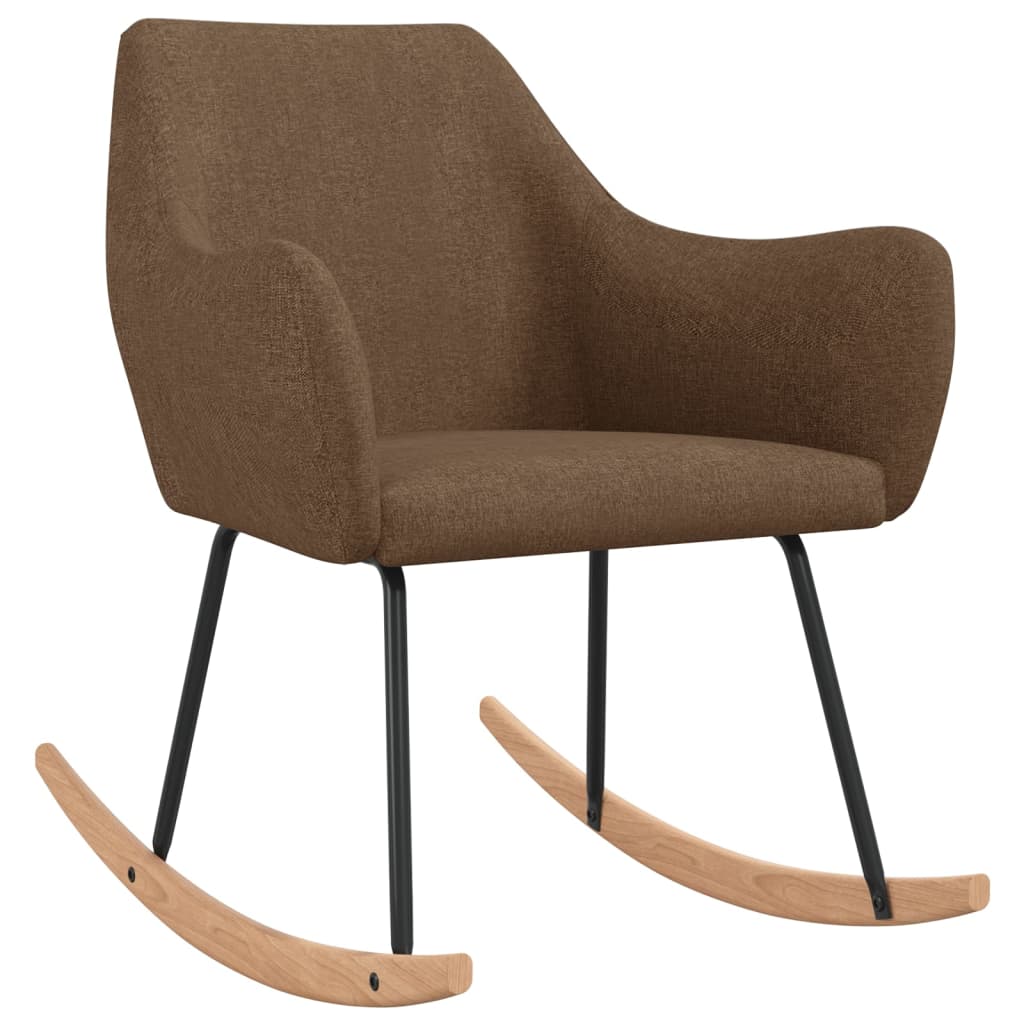Silla mecedora de tela marrón