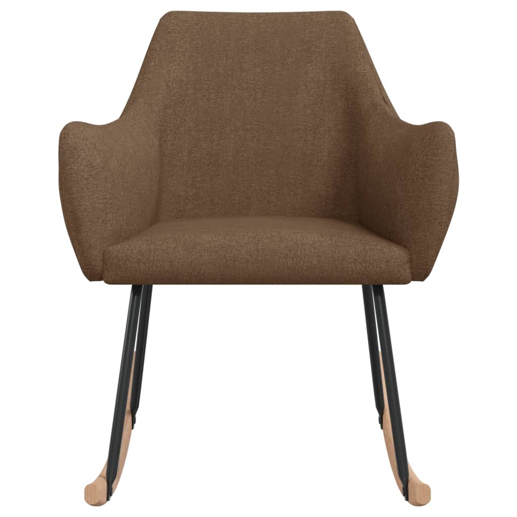 Silla mecedora de tela marrón