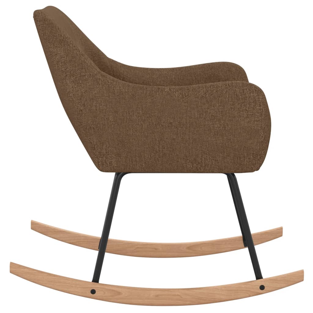 Silla mecedora de tela marrón