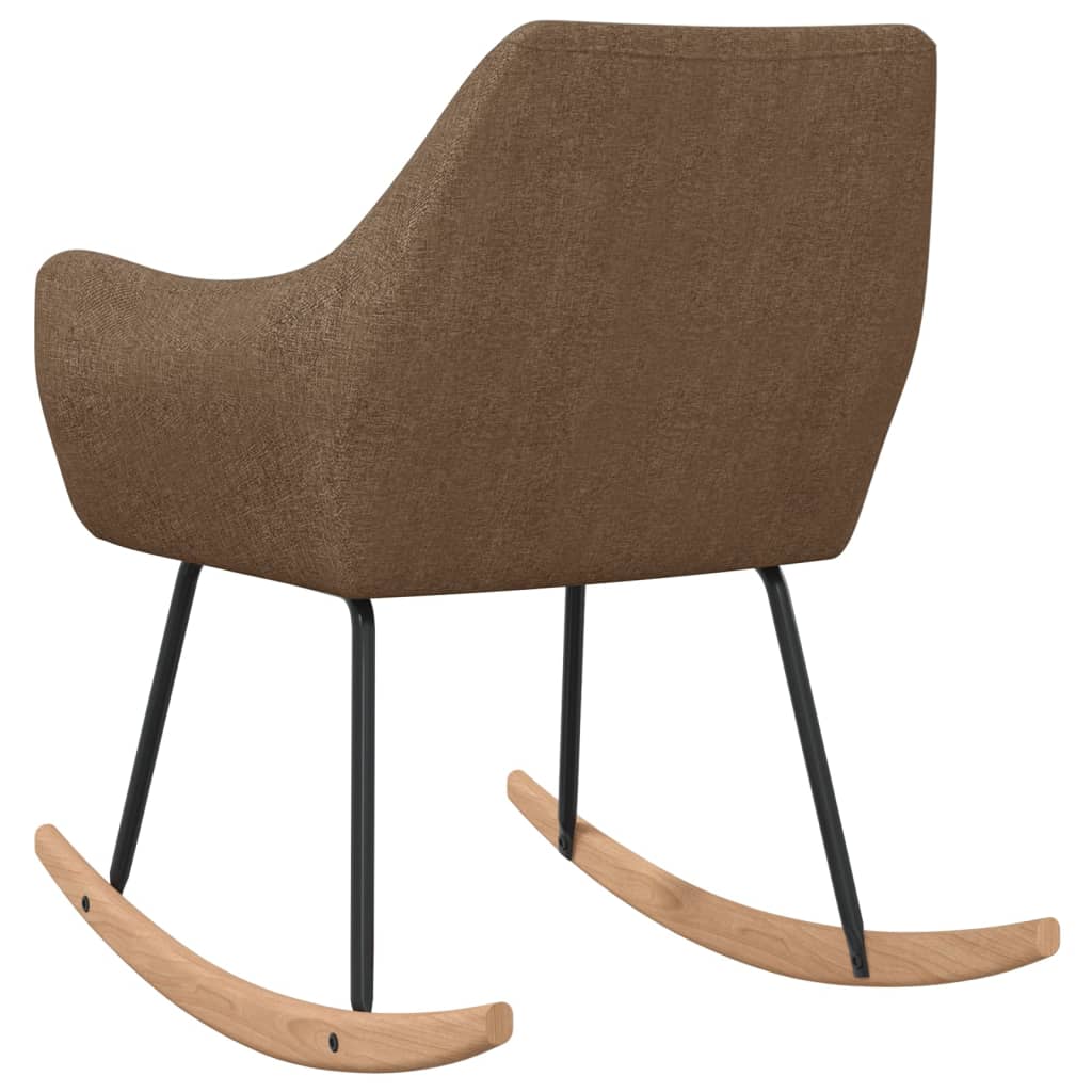 Silla mecedora de tela marrón