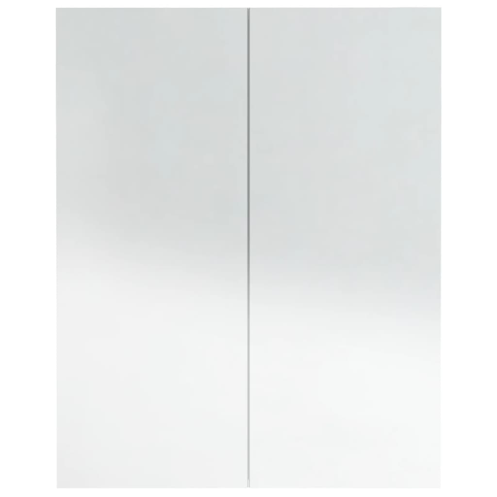 Armario de espejo de baño MDF blanco brillante 60x15x75 cm