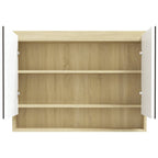 Armario de baño con espejo MDF blanco y roble 80x15x60 cm