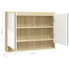 Armario de baño con espejo MDF blanco y roble 80x15x60 cm