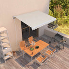 Toldo manual retráctil persiana LED crema 3,5x2,5m