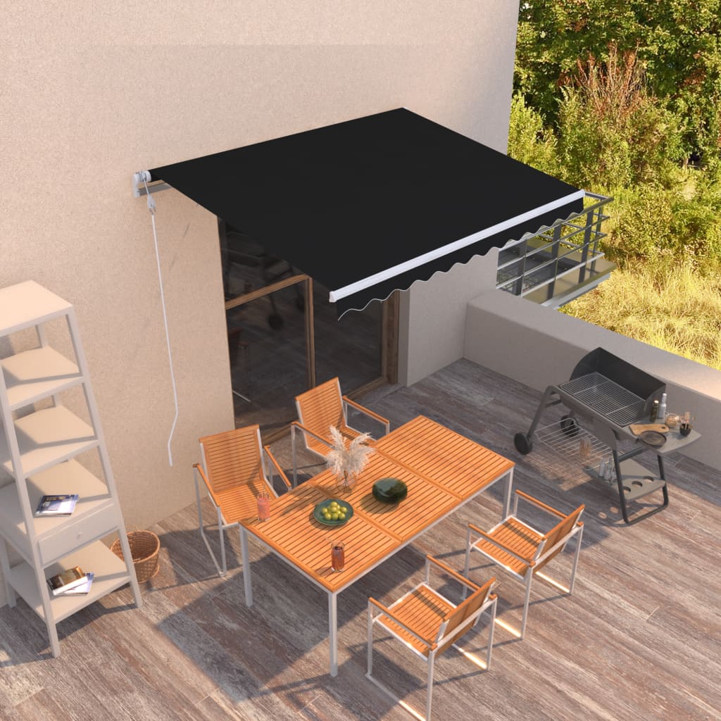 Toldo manual retráctil persiana LED crema 3,5x2,5m