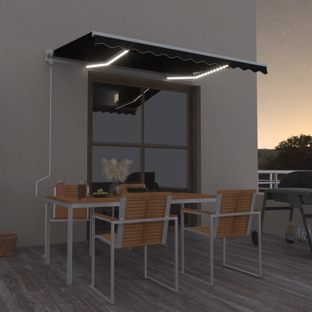 Toldo automático con LED sensor de viento antracita 400x300 cm