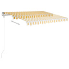 Toldo retráctil manual amarillo y blanco 350x250 cm