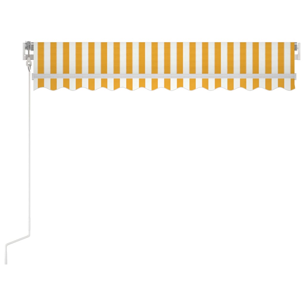 Toldo retráctil manual amarillo y blanco 350x250 cm
