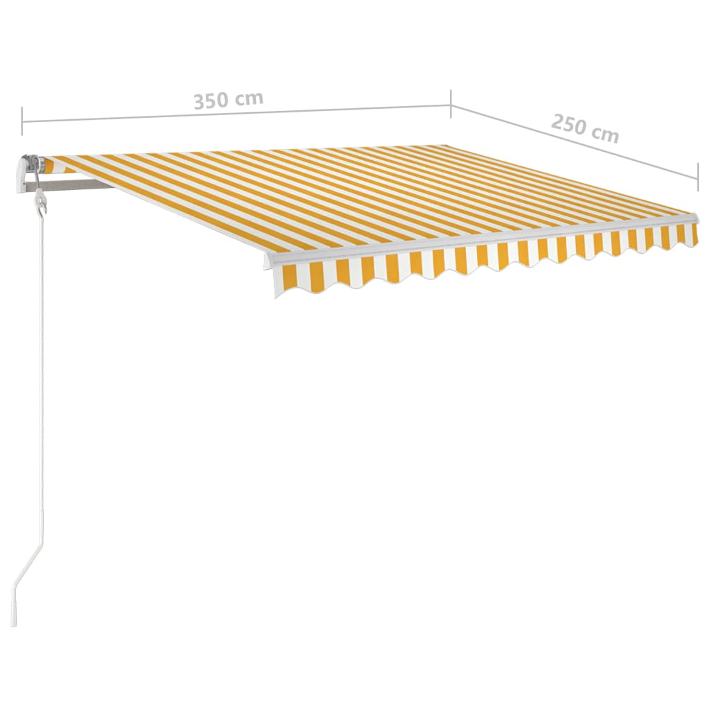 Toldo retráctil manual amarillo y blanco 350x250 cm