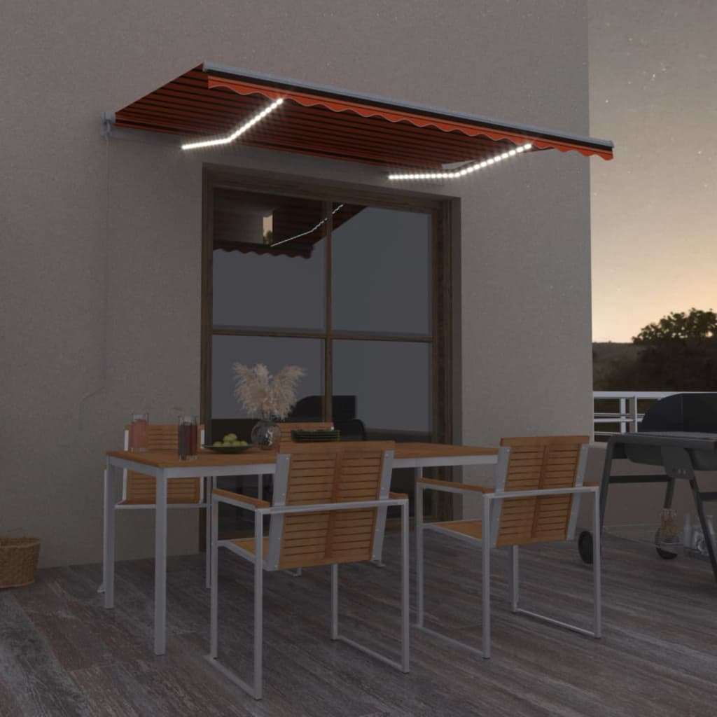 Toldo manual retráctil persiana LED crema 3,5x2,5m