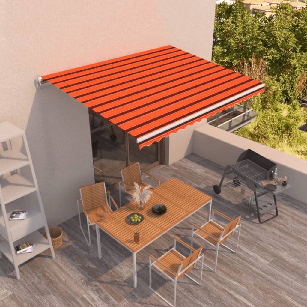 Toldo retráctil manual naranja y marrón 400x300 cm