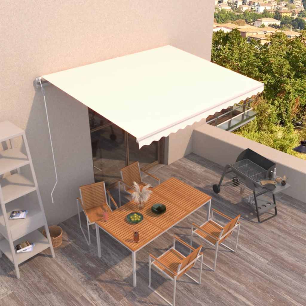 Toldo manual retráctil persiana LED crema 3,5x2,5m