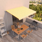 Toldo manual retráctil persiana LED crema 3,5x2,5m