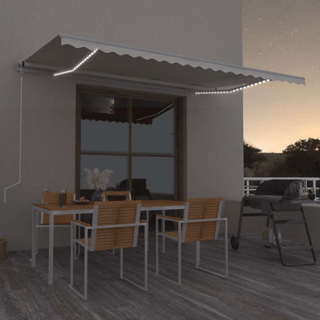 Toldo automático con LED sensor de viento antracita 400x300 cm