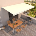 Toldo manual retráctil persiana LED crema 3,5x2,5m