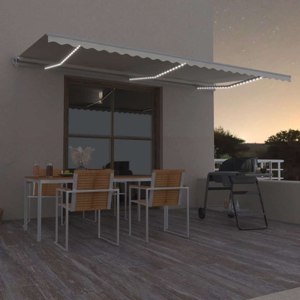 Toldo automático con LED sensor de viento antracita 400x300 cm