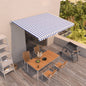 Toldo retráctil manual azul y blanco 400x300 cm