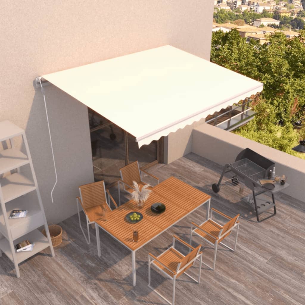 Toldo manual retráctil persiana LED crema 3,5x2,5m